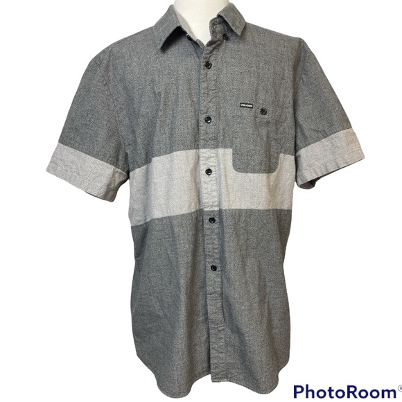 Volcom Other - Volcom Modern Fit Short Sleeve Two Tone Grey Button Up Sz XL